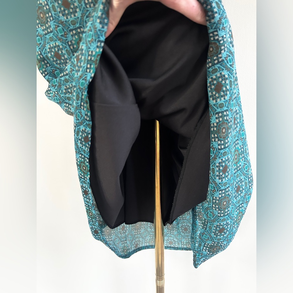 Y2K FIRST OPTION Mesh Overlay Midi Skirt Geo Print Whimsigoth Boho Indie Size M - Picture 4 of 7